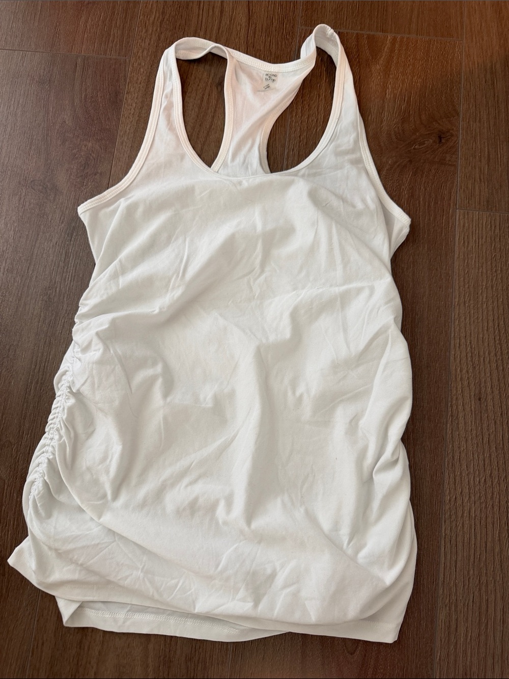 Beyond Yoga Beyond the Bump Maternity White Racerback Tank with Side Ruching